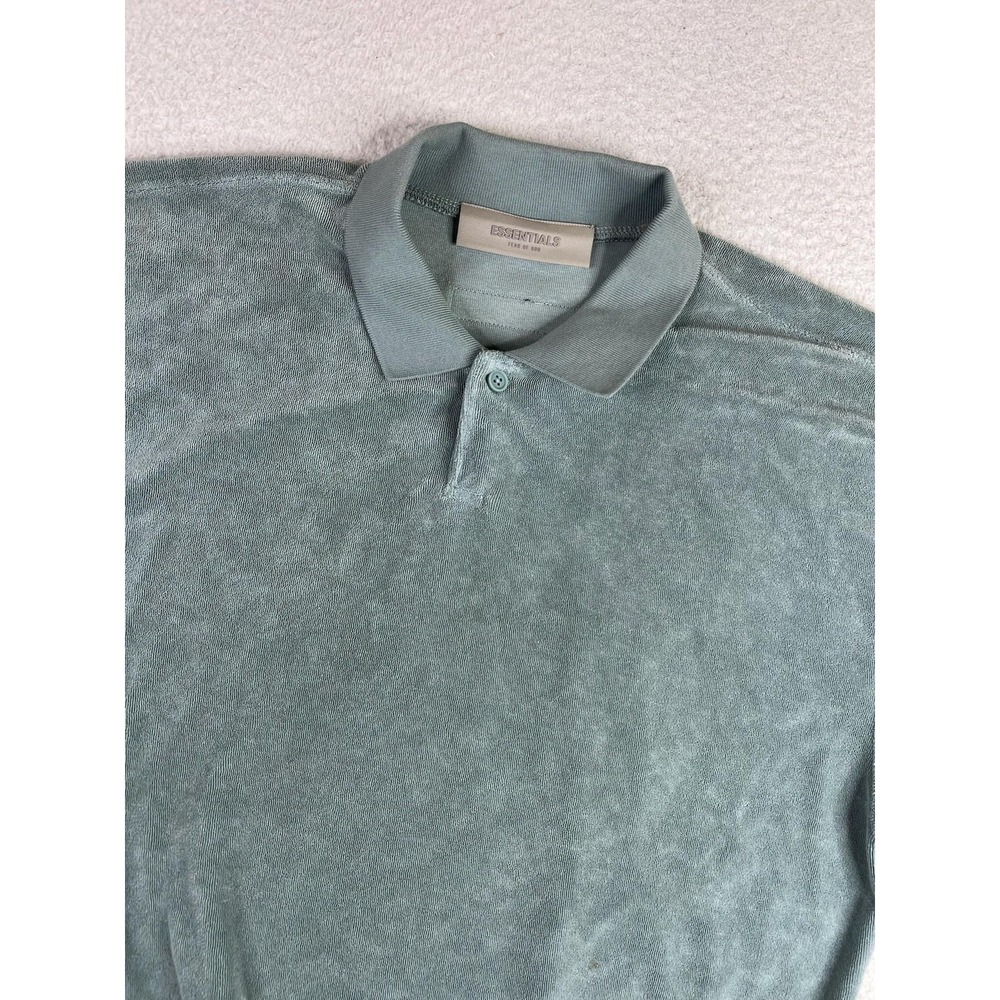 Fear of God Essentials Youth 10 Green Terry Short Sleeve Polo Shirt Collared - Picture 3 of 8